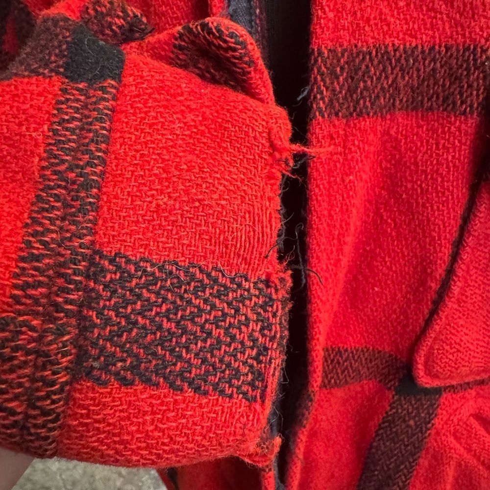 Vintage 100% Wool 70’s JC Penney Buffalo Plaid Red Blk Hunting Mackinaw Jacket - Picture 10 of 16